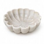 Luxury fluted marble flower bowl decorated with floating flowers for