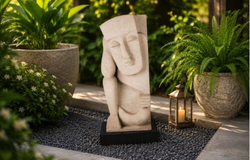 Modern abstract face statue for luxury home and garden decoration